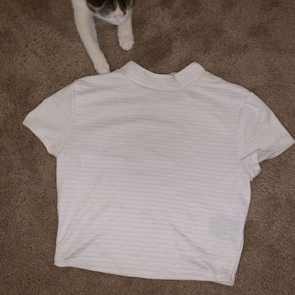 Sparkle & Fade Ribbed Mock-neck T-shirt